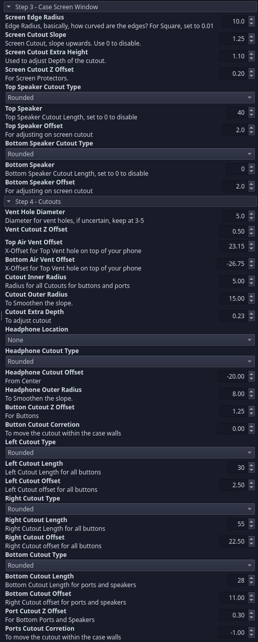 Second set of configurations