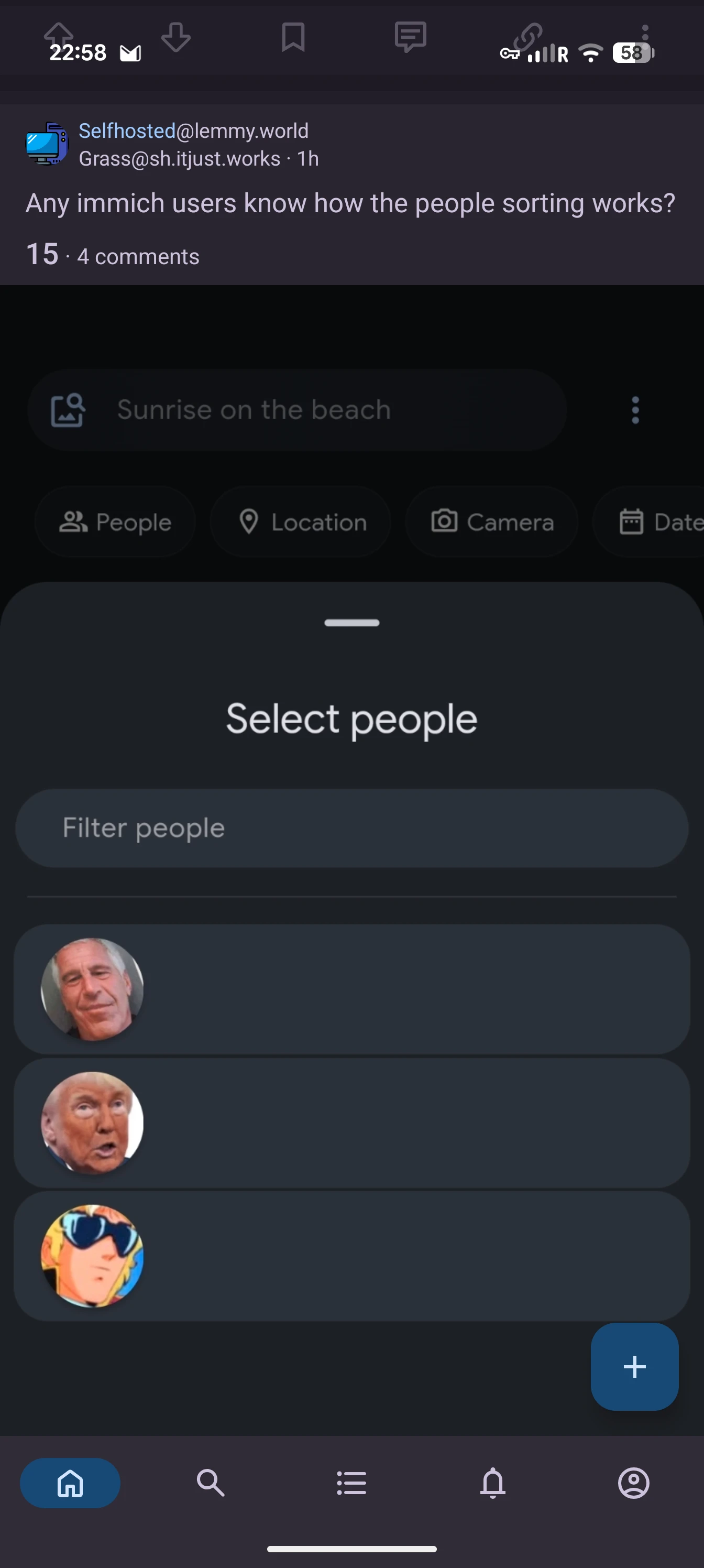 A screenshot of the post's title and image.