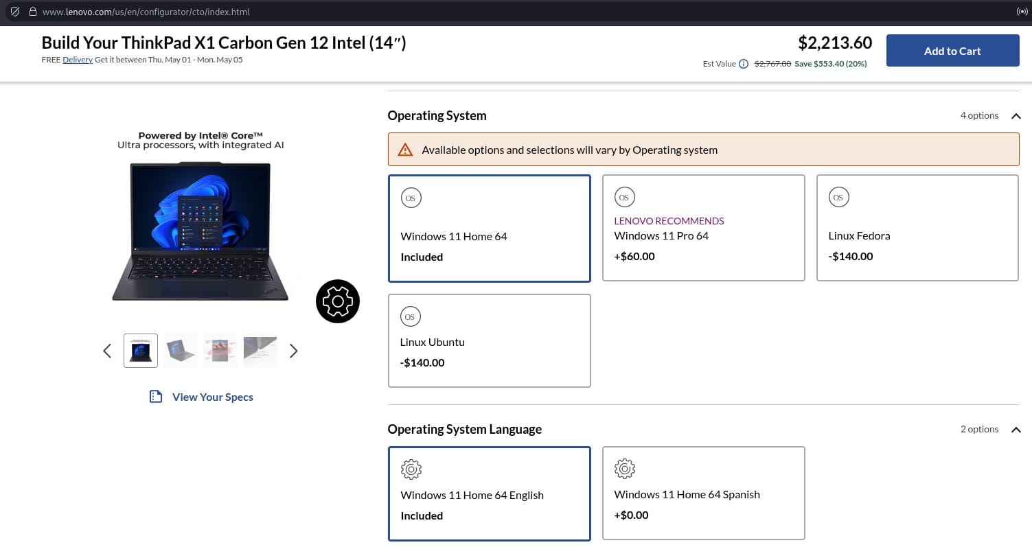 Lenovo Cuts the Windows Tax and offers Cheaper Laptops with Linux Pre-installed