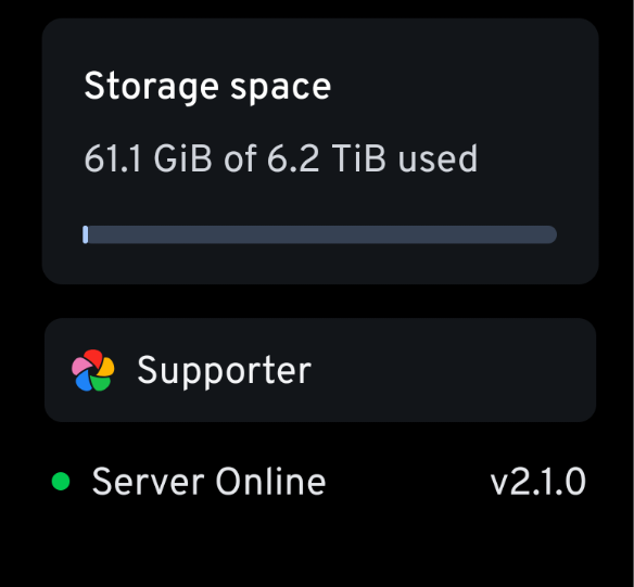 screenshot of Immich supporter tag