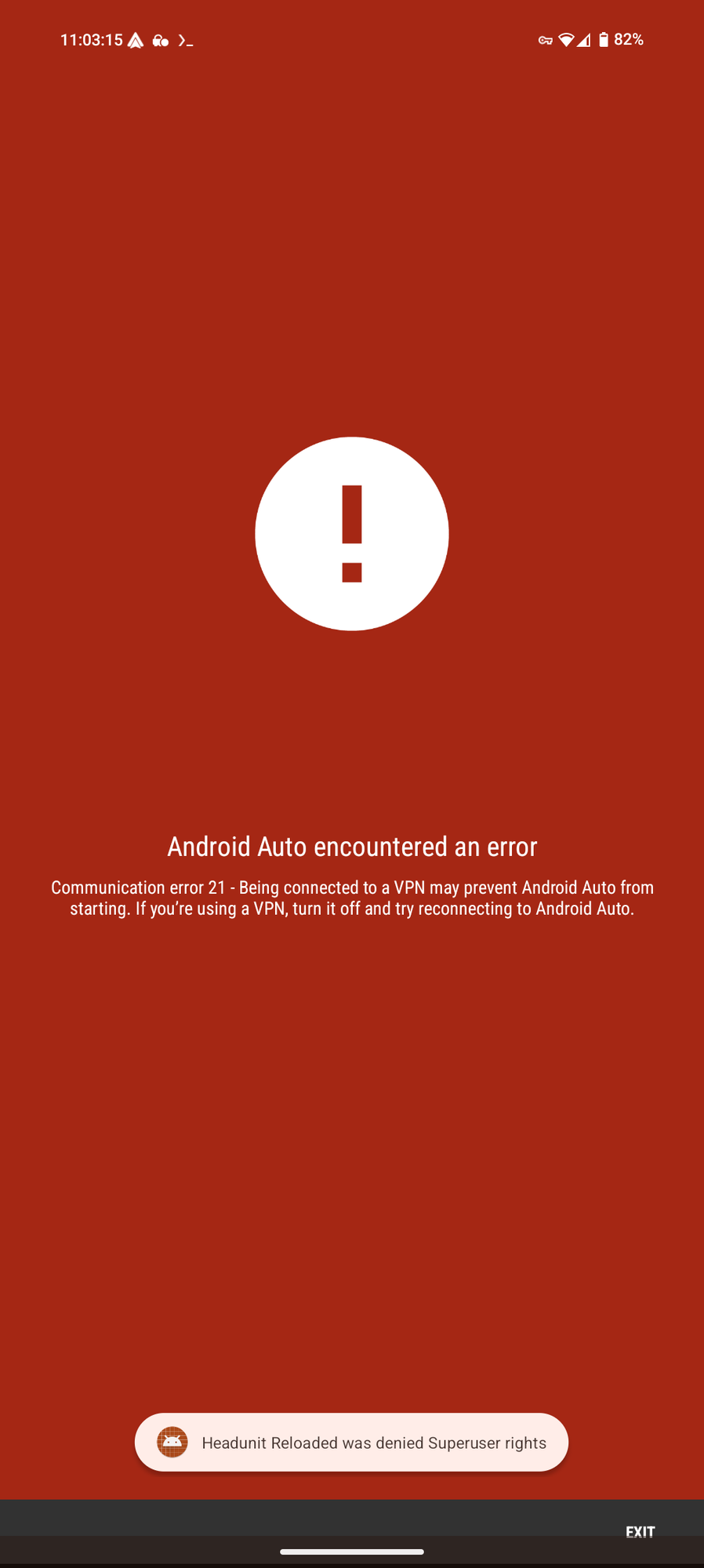 Error screen from being connected to a VPN